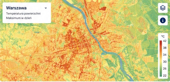 Mapa klimatu miejskiego Warszawy